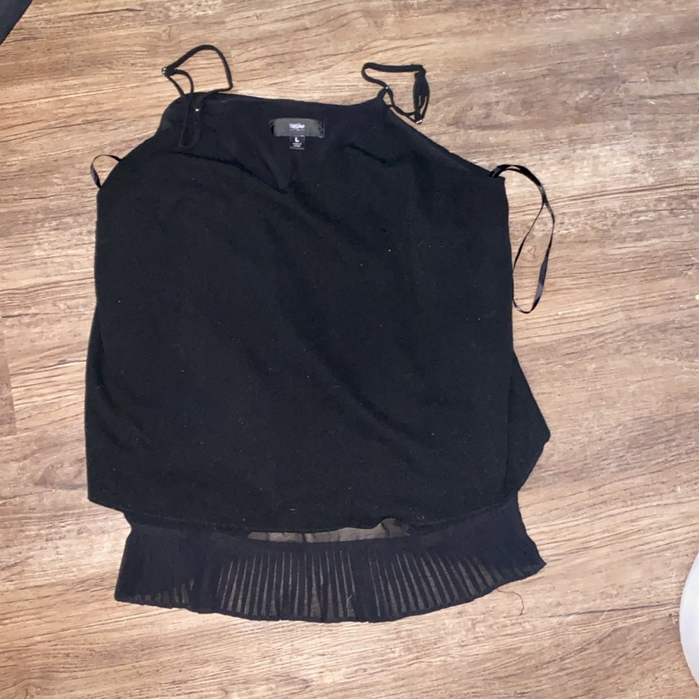 Mossimo Ruffle Bottom layer Spaghetti Tank Top Black size L - Picture 4 of 5
